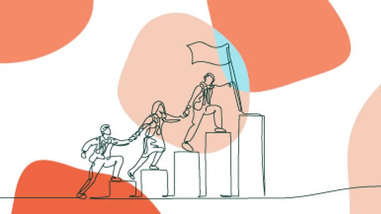 People climbing a stairs icon